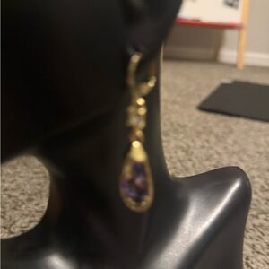 Elegant Gold and Purple Drop Earrings 9